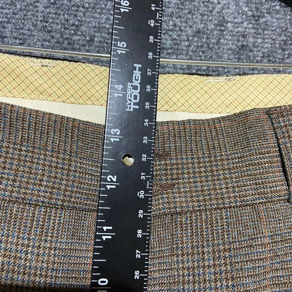 Vintage Alexanders Brown Glen Plaid Men's Suit 46L Made in Holland Trevira Wool